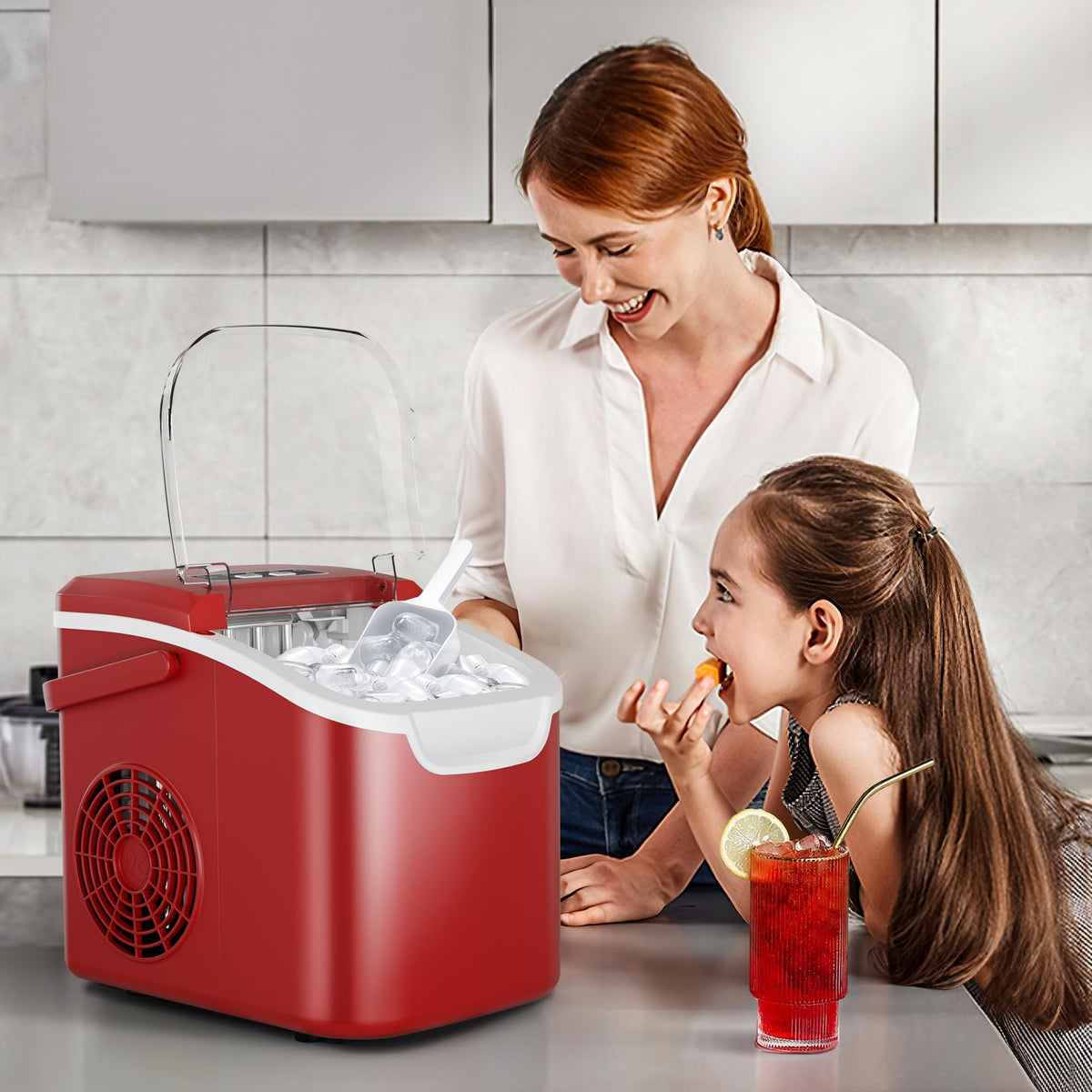 Crzoe Countertop Ice Maker, 26Lbs/24H,2 Sizes of Ice, Self-Cleaning,Black Jansha Store