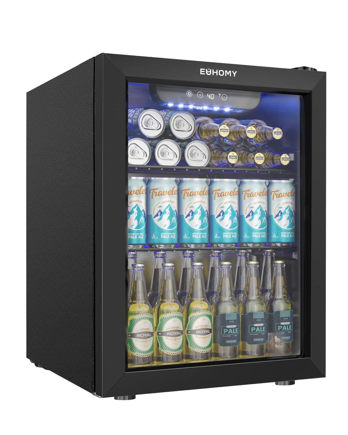 EUHOMY 145 Can Mini Fridge, 4.5 Cu.ft Beverage Refrigerator with Glass Door Jansha Store