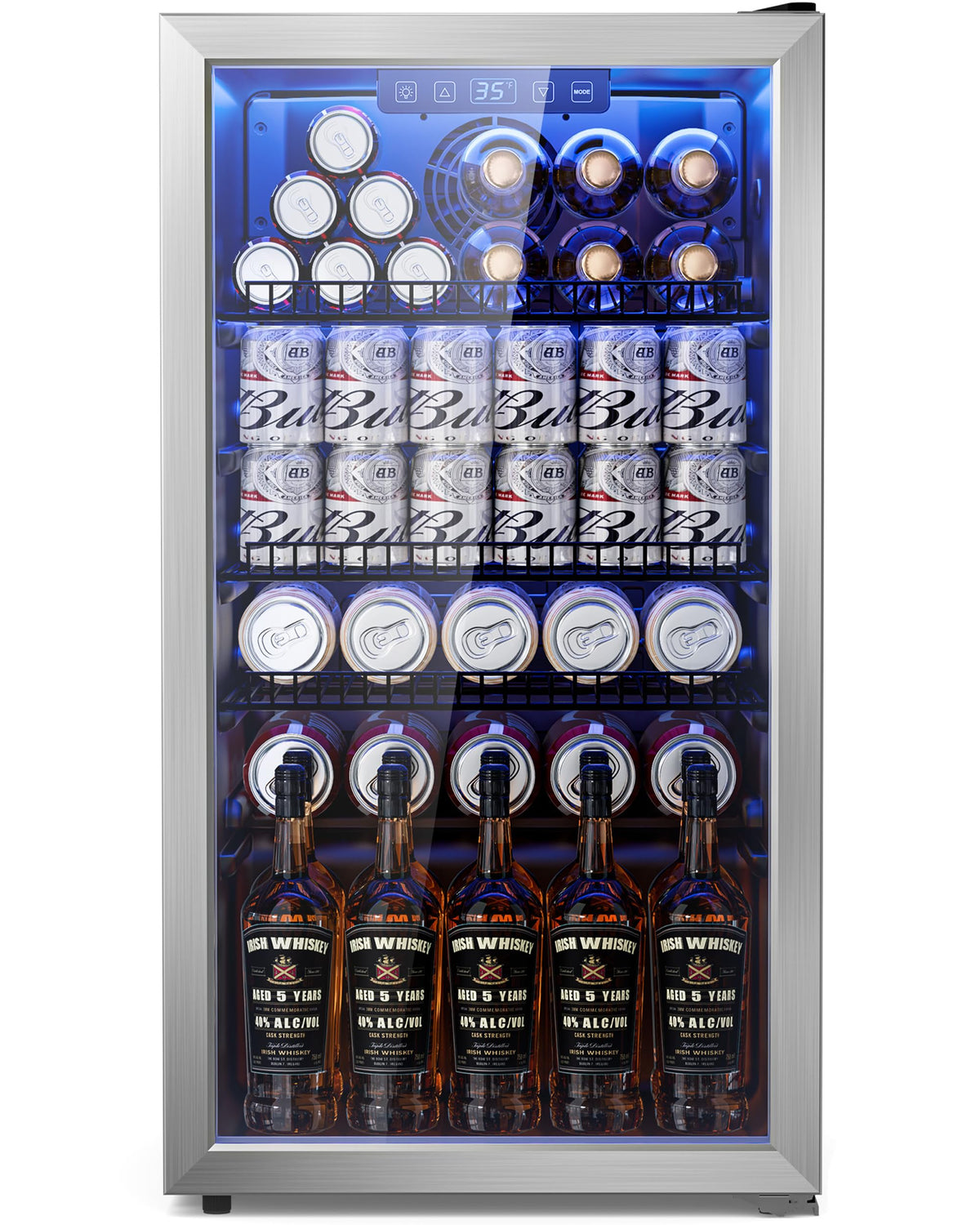 3.2 Cuft Beverage Fridge, 130 Can Mini Fridge With Glass Door, Black Jansha Store