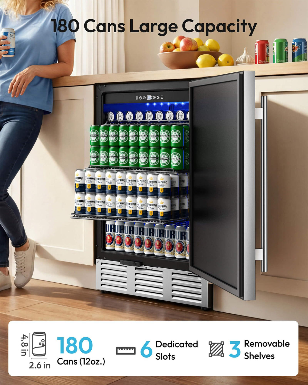 EUHOMY 24 Can Mini Fridge, 18L Beverage Refrigerator with Quiet Compressor Jansha Store