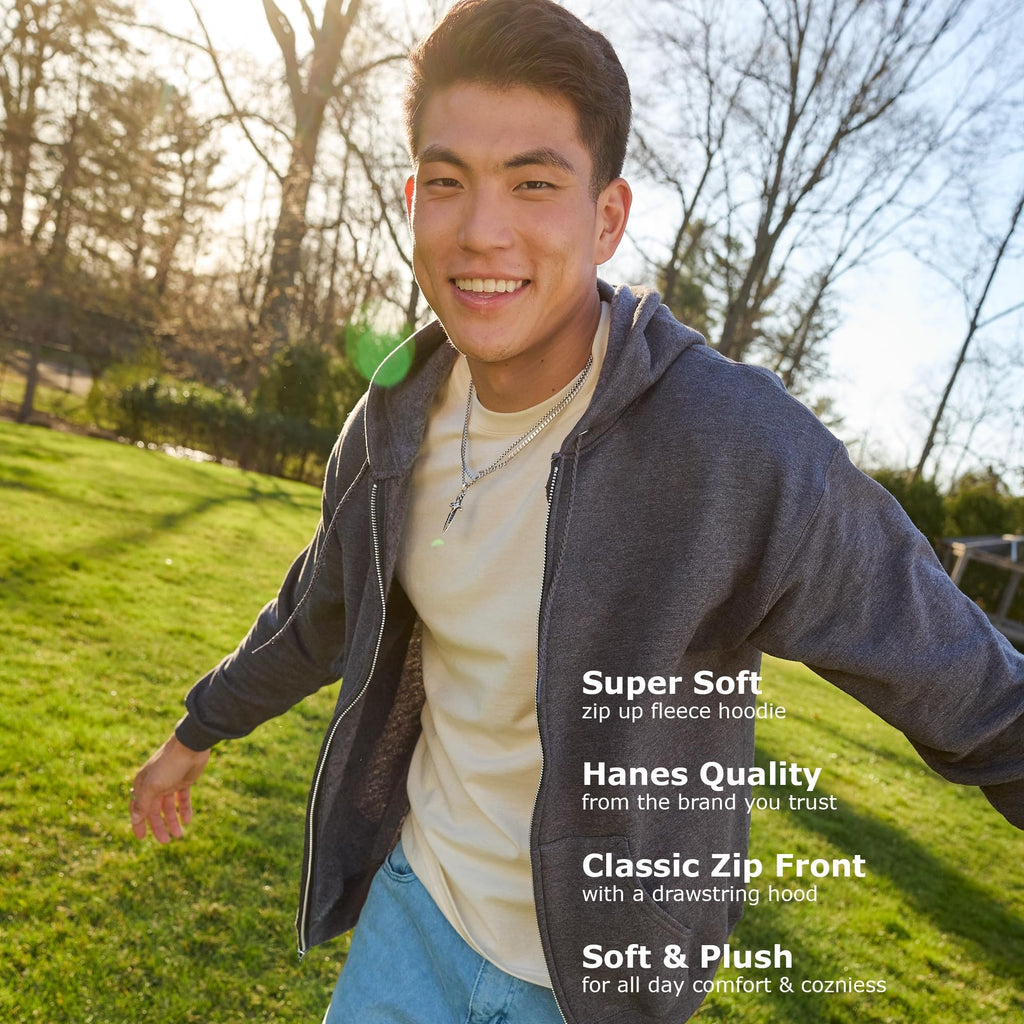 Hanes Men's Zip-up Hoodie, Ecosmart Fleece Full-zip Hoodie for Men, Hooded Sweatshirt Jansha Store