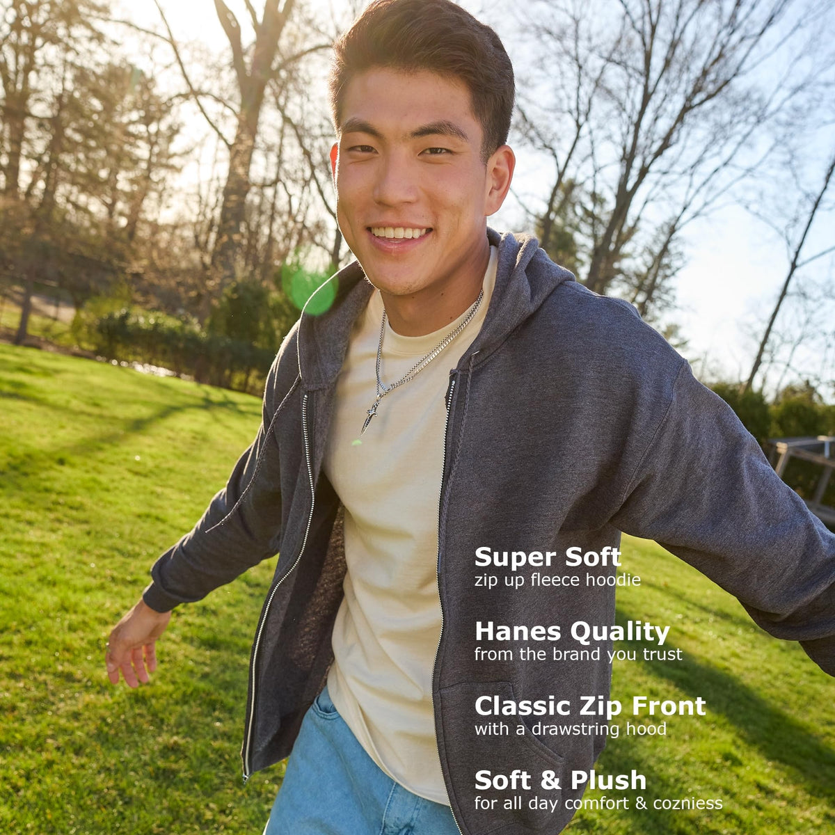 Hanes Men's Zip-up Hoodie, Ecosmart Fleece Full-zip Hoodie for Men, Hooded Sweatshirt Jansha Store