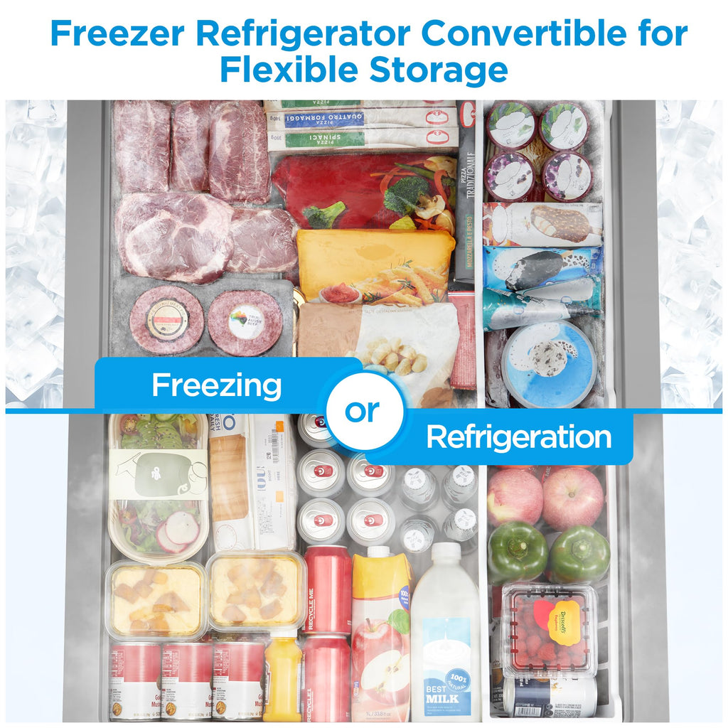 Midea 3.5 Cu.ft Chest Freezer, Fridge Freezer Convertible with LED Light Jansha Store