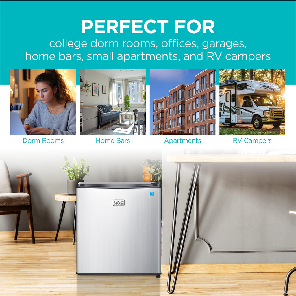 BLACK+DECKER 2.5 Cu. Ft. Compact Refrigerator, Energy Star, BCRK25B, Black Jansha Store