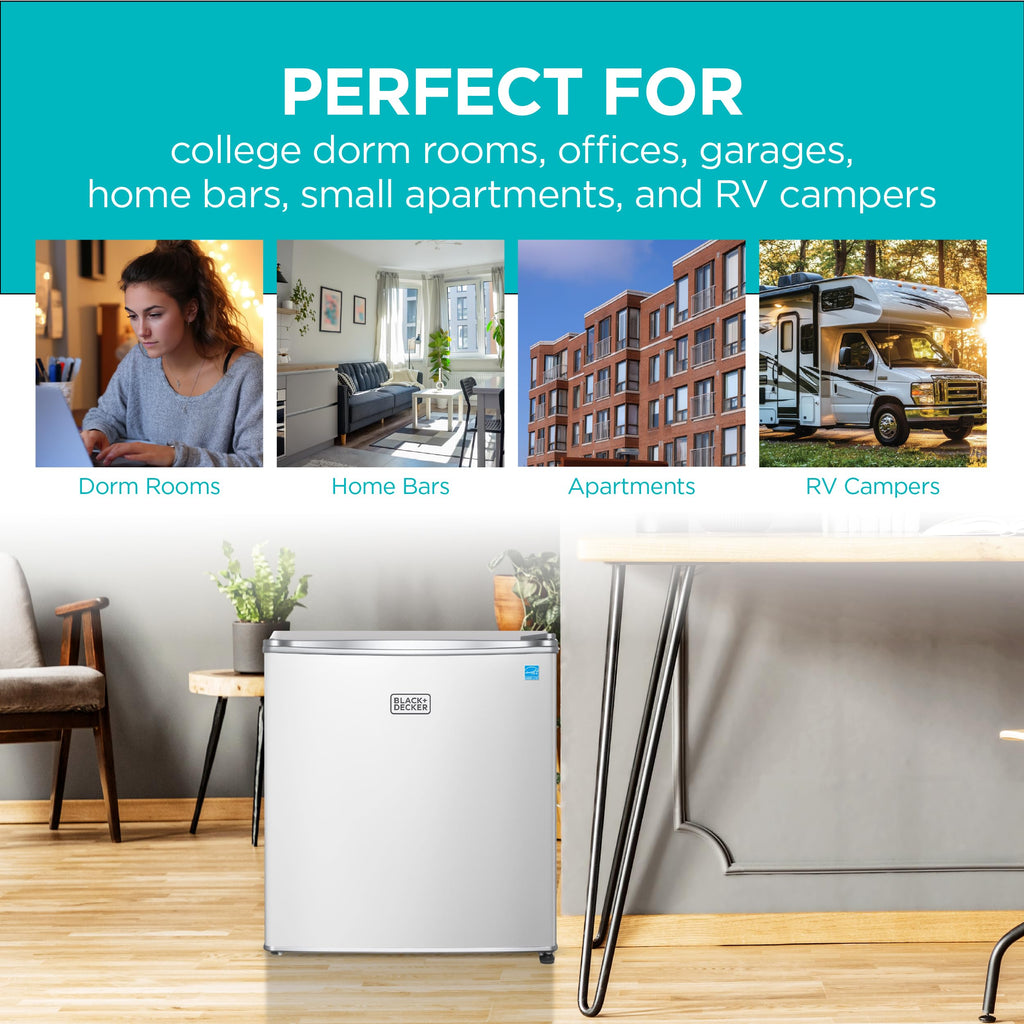 BLACK+DECKER 2.5 Cu. Ft. Compact Refrigerator, Energy Star, BCRK25B, Black Jansha Store