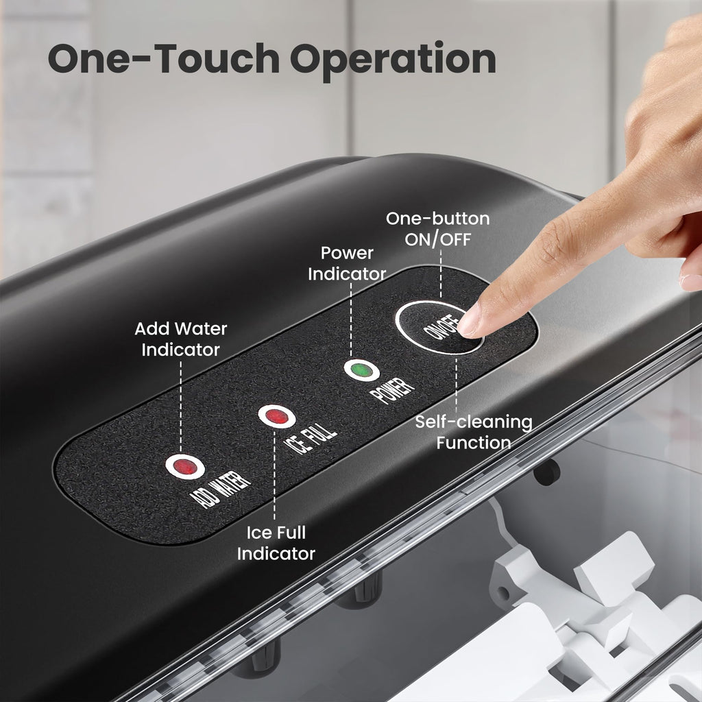 Crzoe Countertop Ice Maker, 26Lbs/24H,2 Sizes of Ice, Self-Cleaning,Black Jansha Store