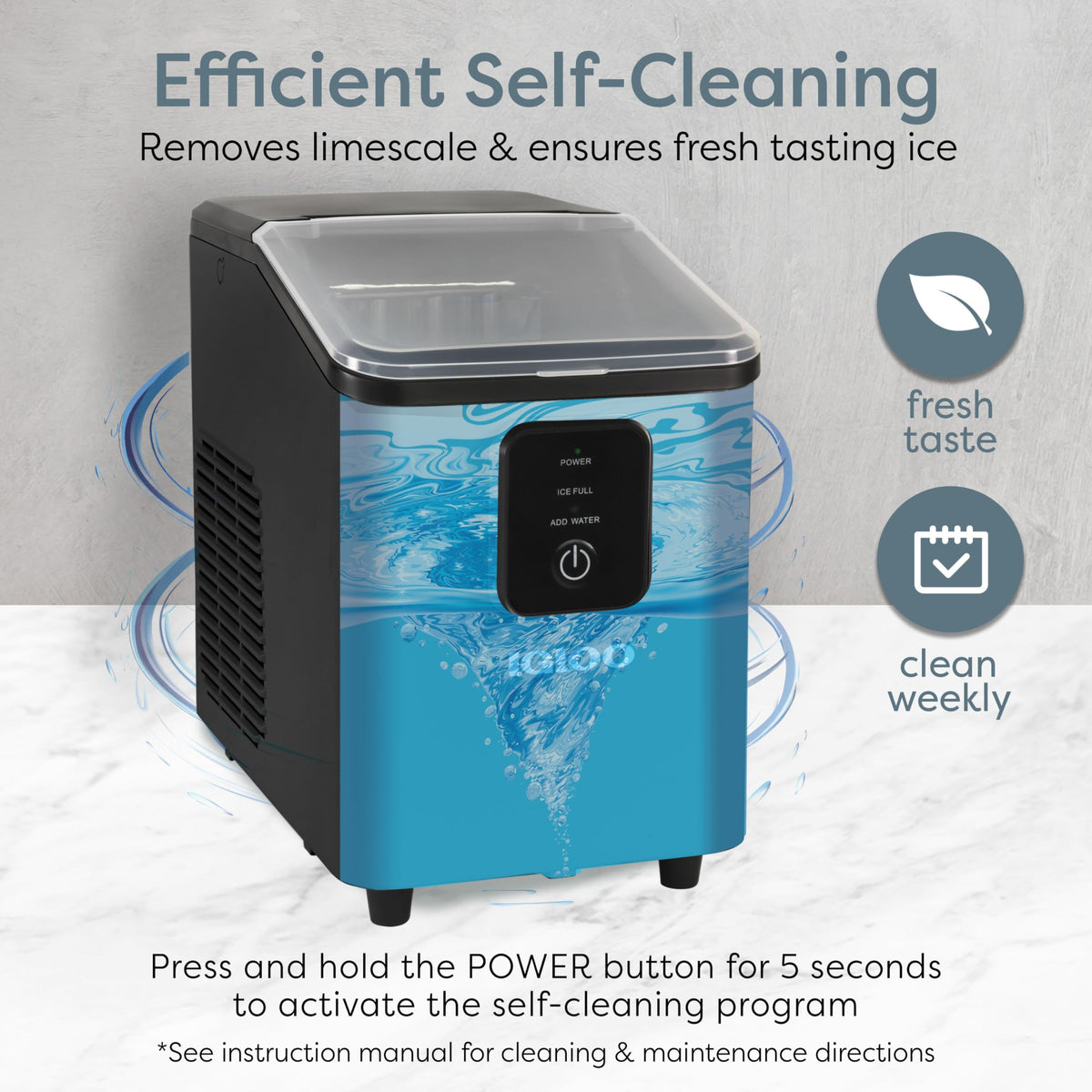 Igloo Portable Ice Maker with Scoop - Ice Maker with LED Control Panel & 1.5 Quart Water Tank - Stainless Ice Cube Maker Produces 26 Lbs. of Ice in 24 Hours with 9 Large or Small Cubes in 7 Minutes Jansha Store