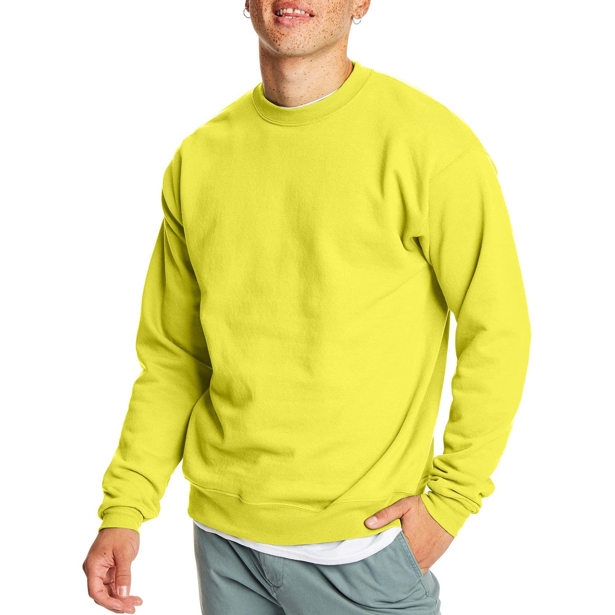 Hanes Men's Sweatshirt, EcoSmart Fleece Crewneck Sweatshirt, Big & Tall Available, 1 or 2-Pack Jansha Store