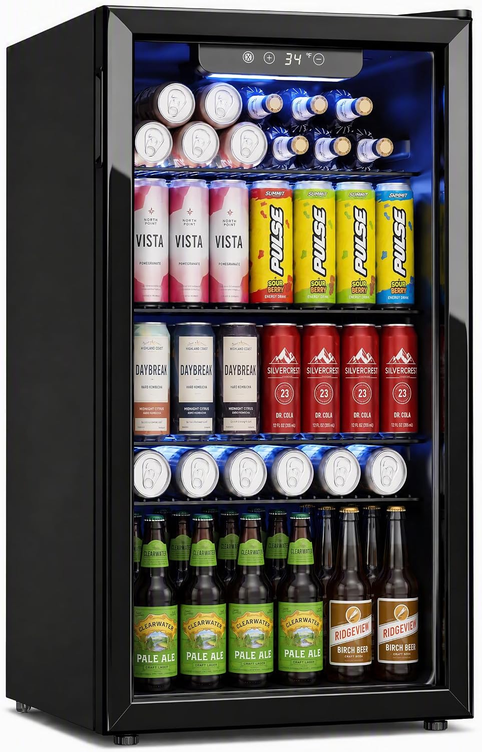 Icyglee 126 Can Mini Fridge, 3.2 Cu.Ft Beverage Refrigerator, Drink Cooler Jansha Store