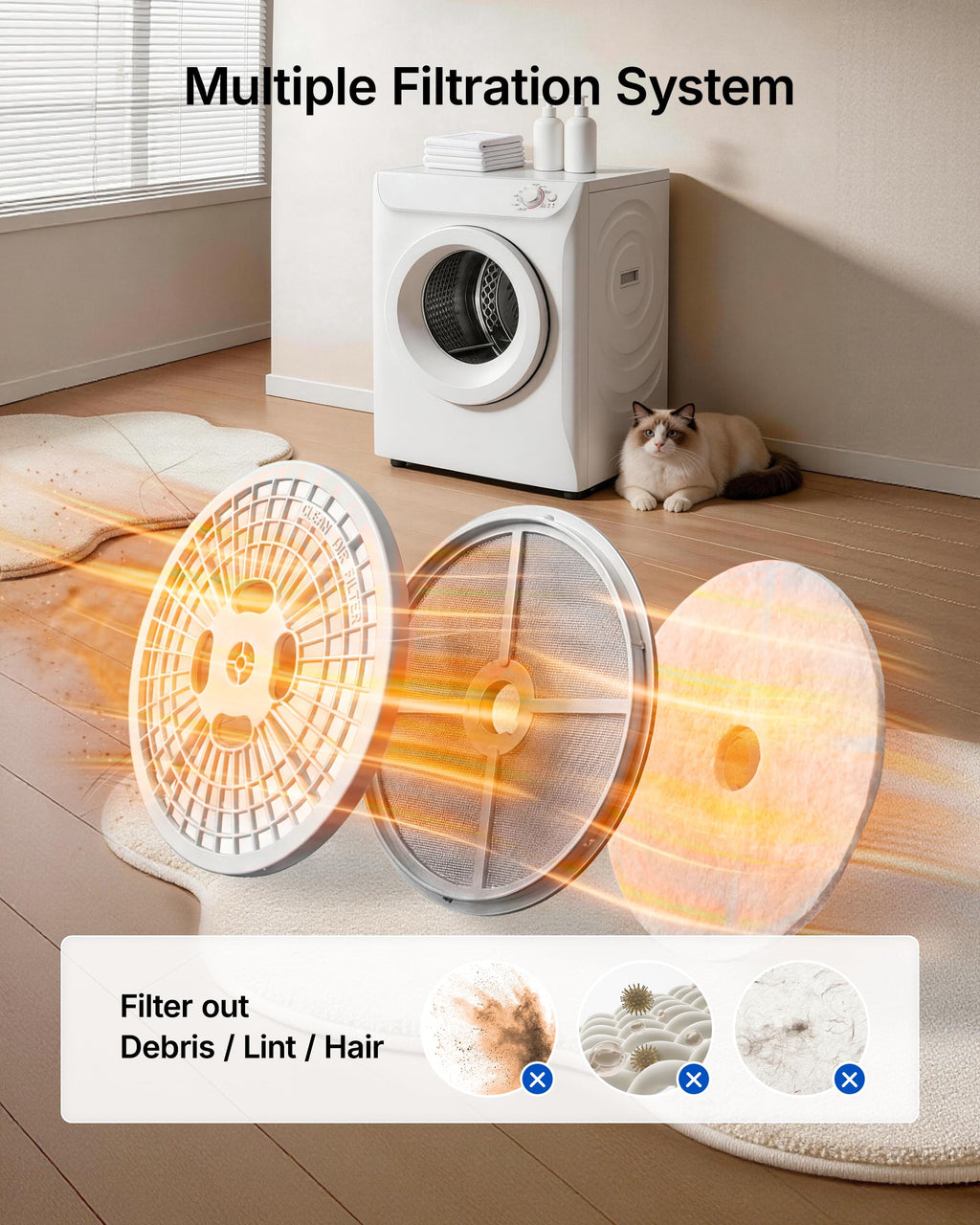 3.5 Cu. Ft. Protable Clothes Dryers with LED Control Jansha Store