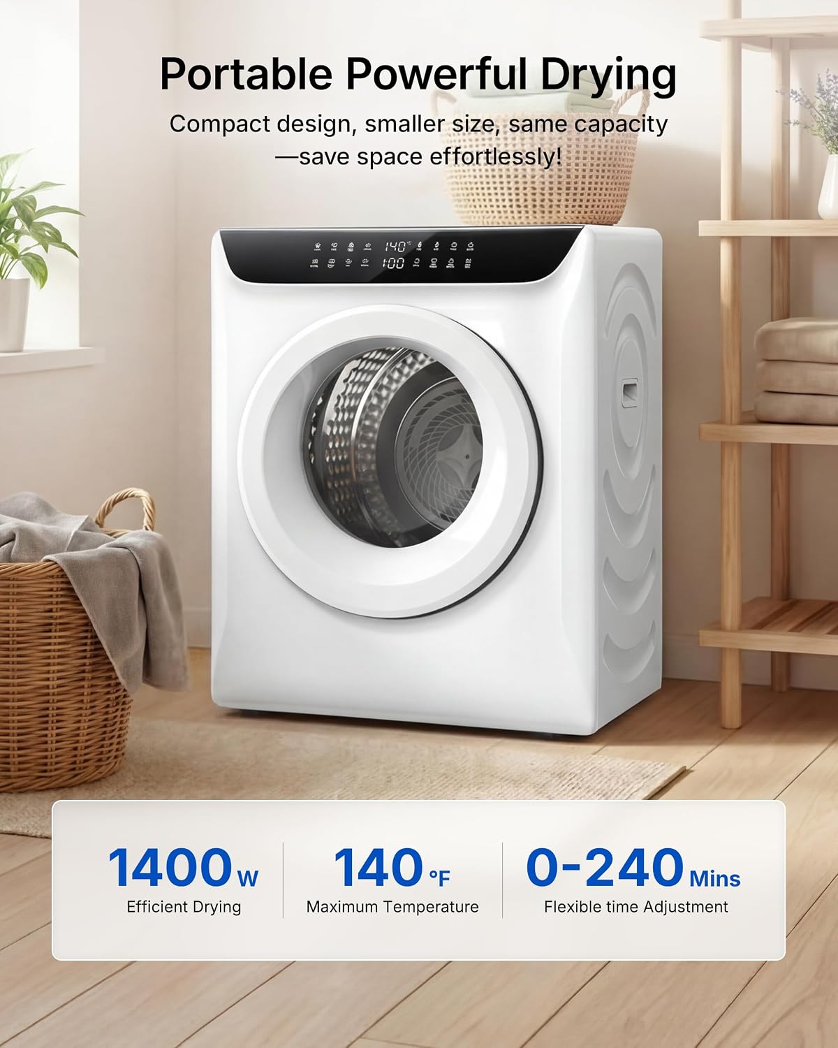 3.5 Cu. Ft. Protable Clothes Dryers with LED Control Jansha Store