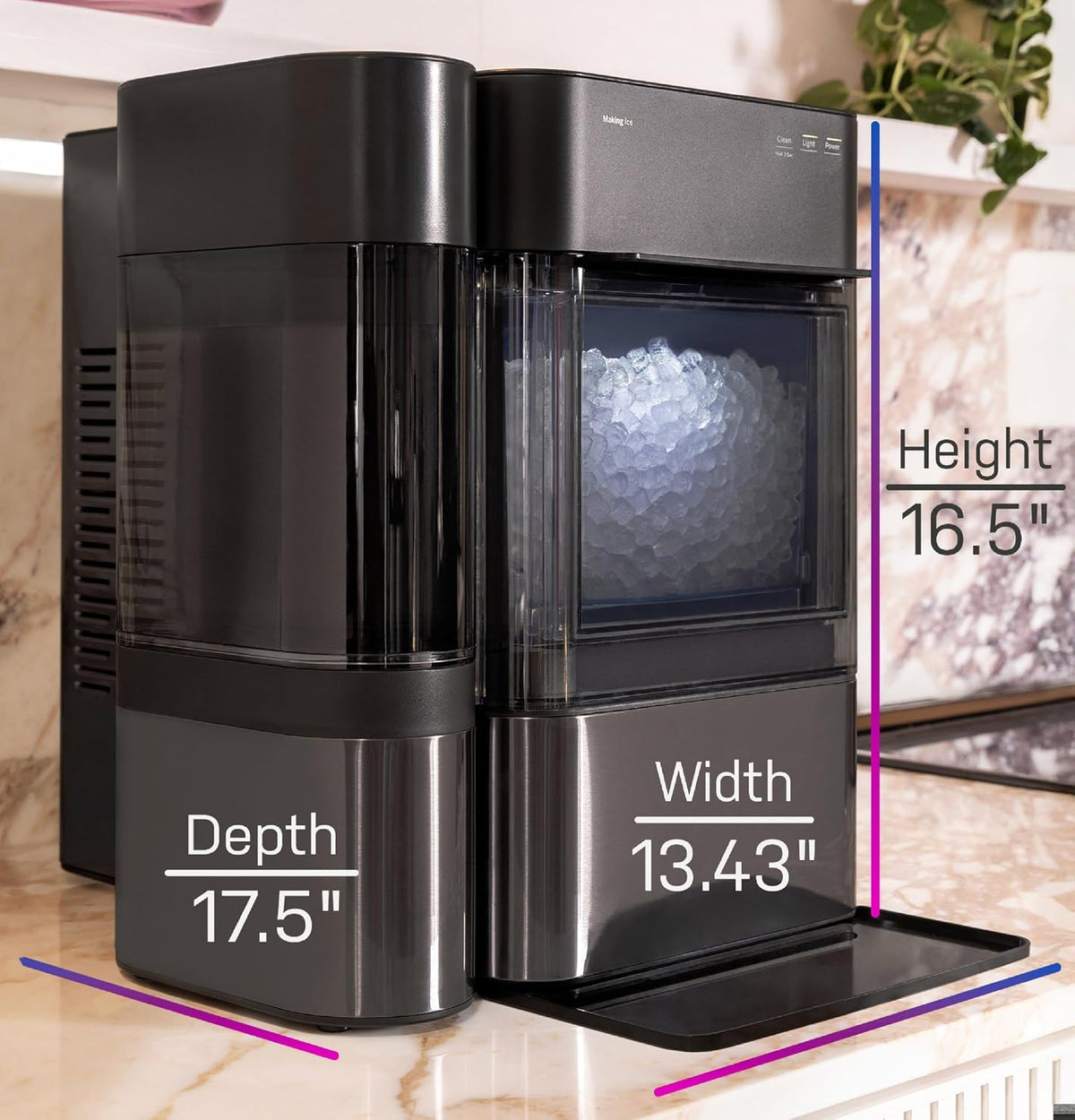 GE Profile Opal Ultra, Countertop Nugget Ice Maker, 1 Gal XL Side Tank, *Amazon Exclusive*, 38 lbs/Day, Pebble Pellet Crushed Ice Machine, WiFi Stainless Steel Jansha Store