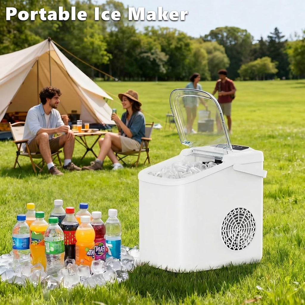 Sweetcrispy Countertop Ice Maker with Scoop, Basket and Handle, Portable Ice Machine 9 Cubes Ready in 6 Mins, 26.5lbs in 24Hrs, 2 Sizes for Home Kitchen Office Bar Party Jansha Store