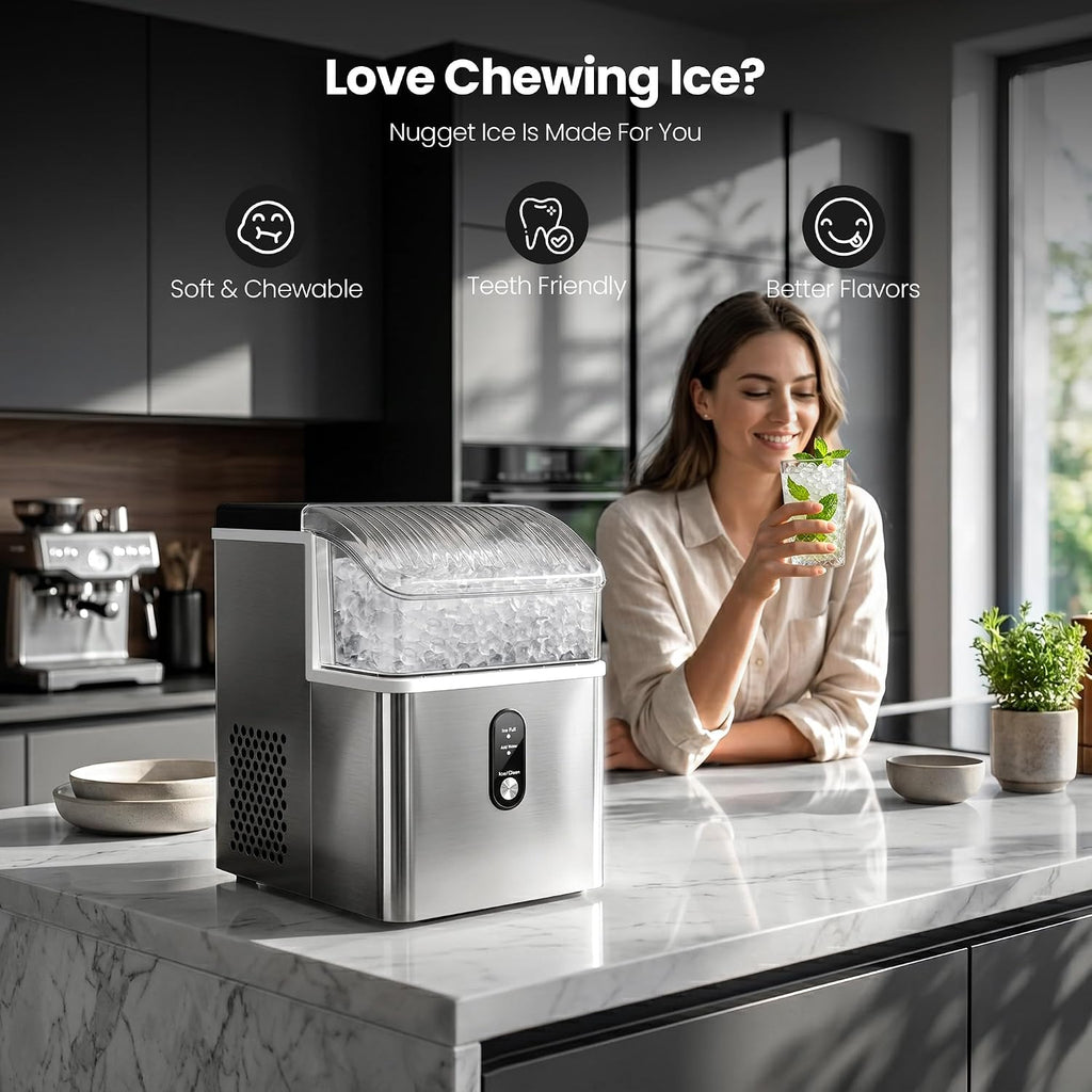 Crzoe Nugget Ice Maker Countertop, 35lbs/Day, Portable Pebble Ice Machine Jansha Store