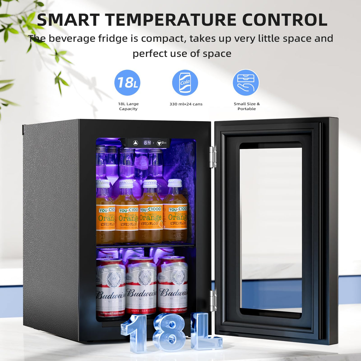 Antarctic Star Beverage Refrigerator Cooler 68 Can, Mini Fridge with Glass Door for Beer Drinks Wine,Freestanding Small Fridge with Electronic Temperature Control for Home and Bar,1.7 cu.ft Jansha Store