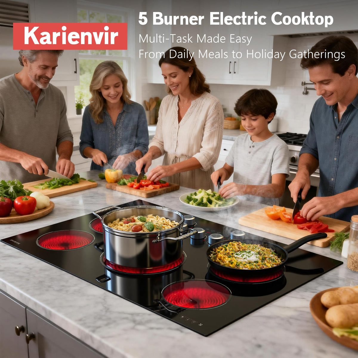 2 Burner Electric Cooktop 110V, 2000W, 24" Countertop & Built-in Jansha Store