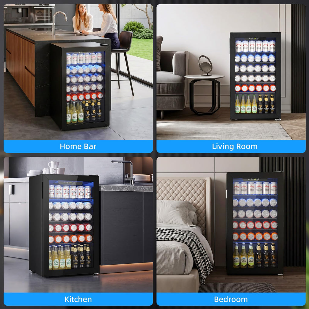 Antarctic Star Beverage Refrigerator Cooler 68 Can, Mini Fridge with Glass Door for Beer Drinks Wine,Freestanding Small Fridge with Electronic Temperature Control for Home and Bar,1.7 cu.ft Jansha Store