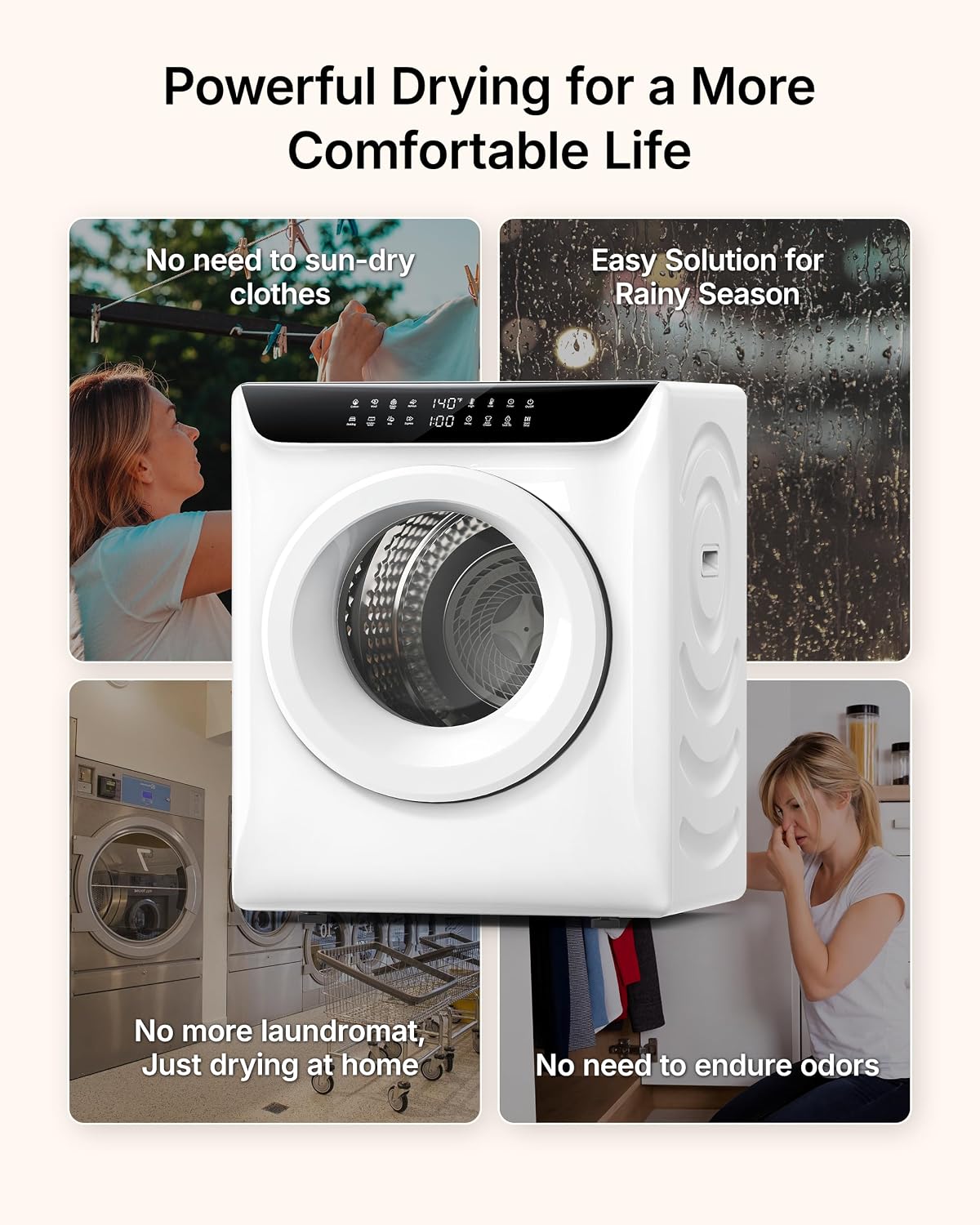 3.5 Cu. Ft. Protable Clothes Dryers with LED Control Jansha Store