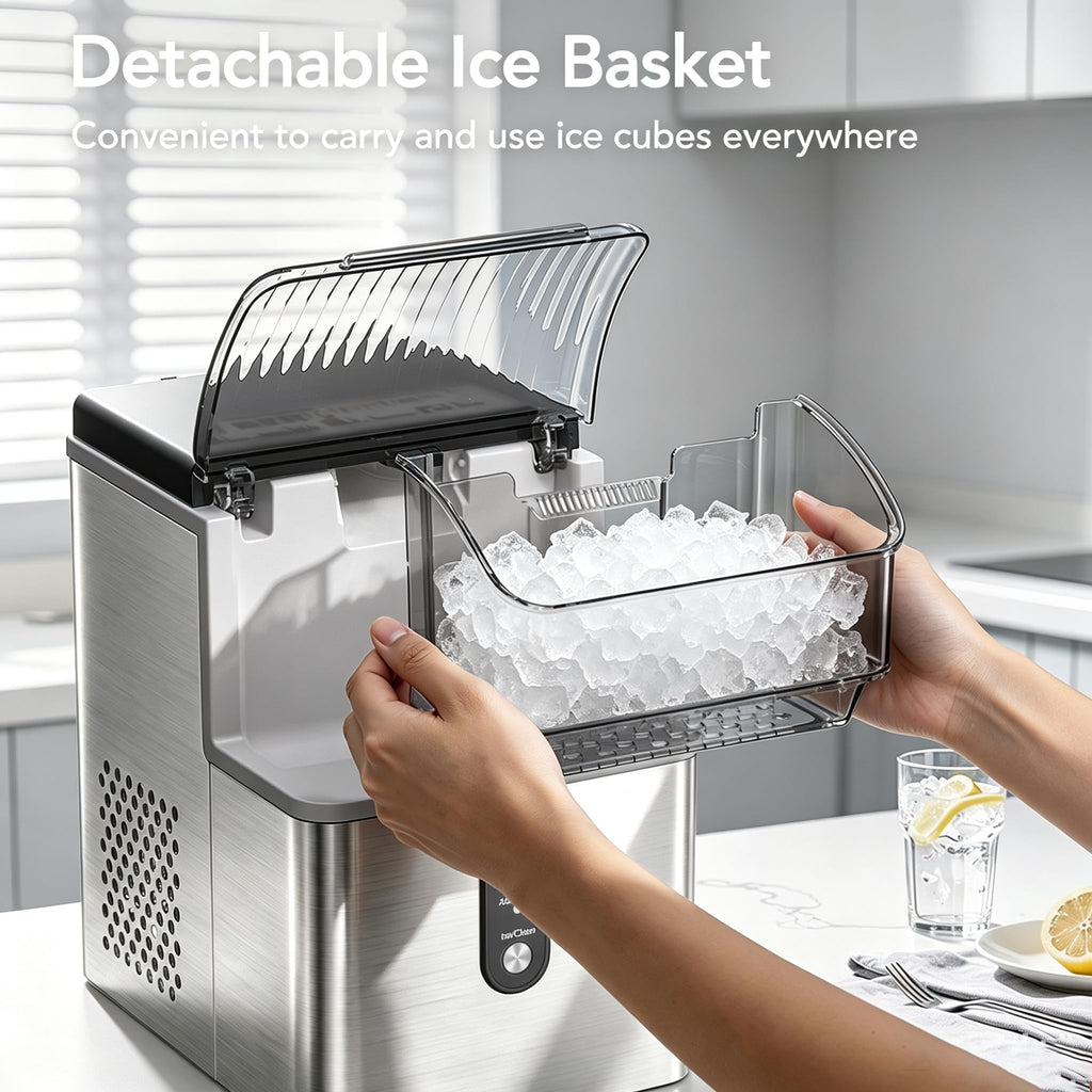 COWSAR Nugget Countertop Ice Maker, Automatic Ice Dispenser, 33 lbs/Day Chewable Pellet Ice Machine with Self-Cleaning & Measured Dispensing, Portable Ice Maker for Home, Kitchen, Office Jansha Store
