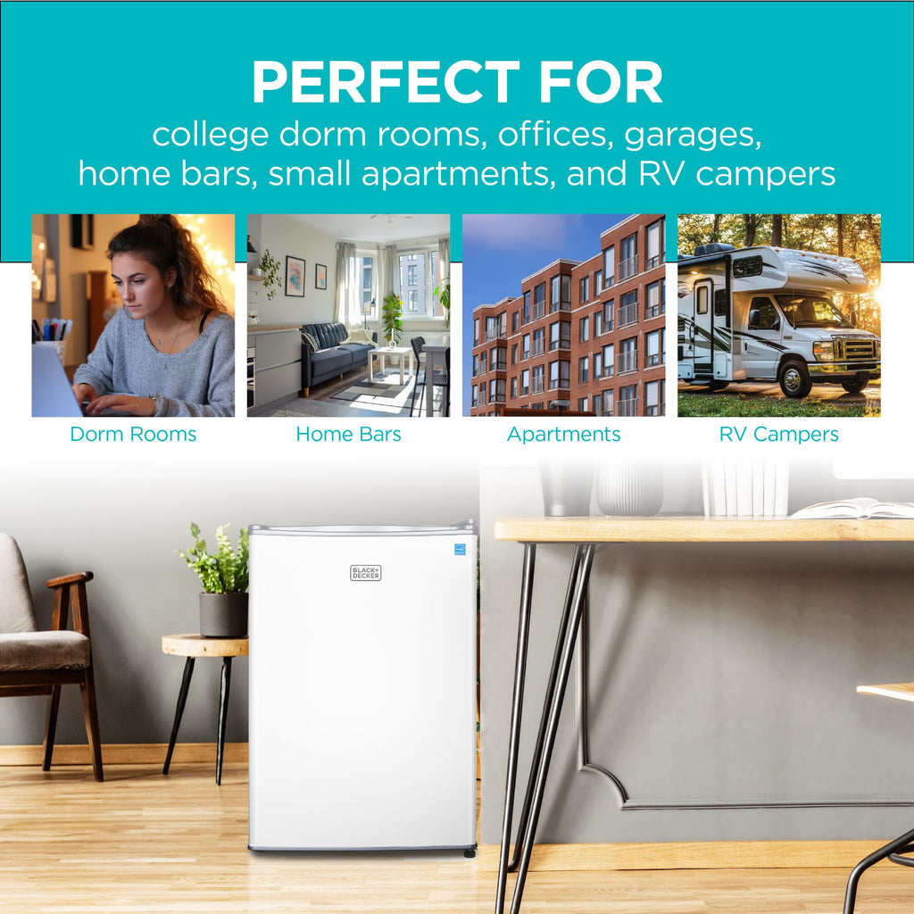 BLACK+DECKER 2.5 Cu. Ft. Compact Refrigerator, Energy Star, BCRK25B, Black Jansha Store