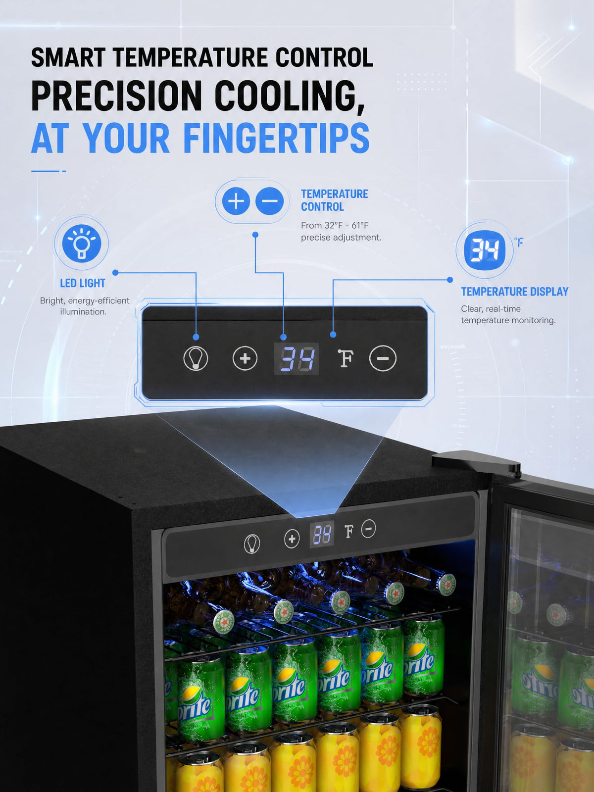 Icyglee 126 Can Mini Fridge, 3.2 Cu.Ft Beverage Refrigerator, Drink Cooler Jansha Store