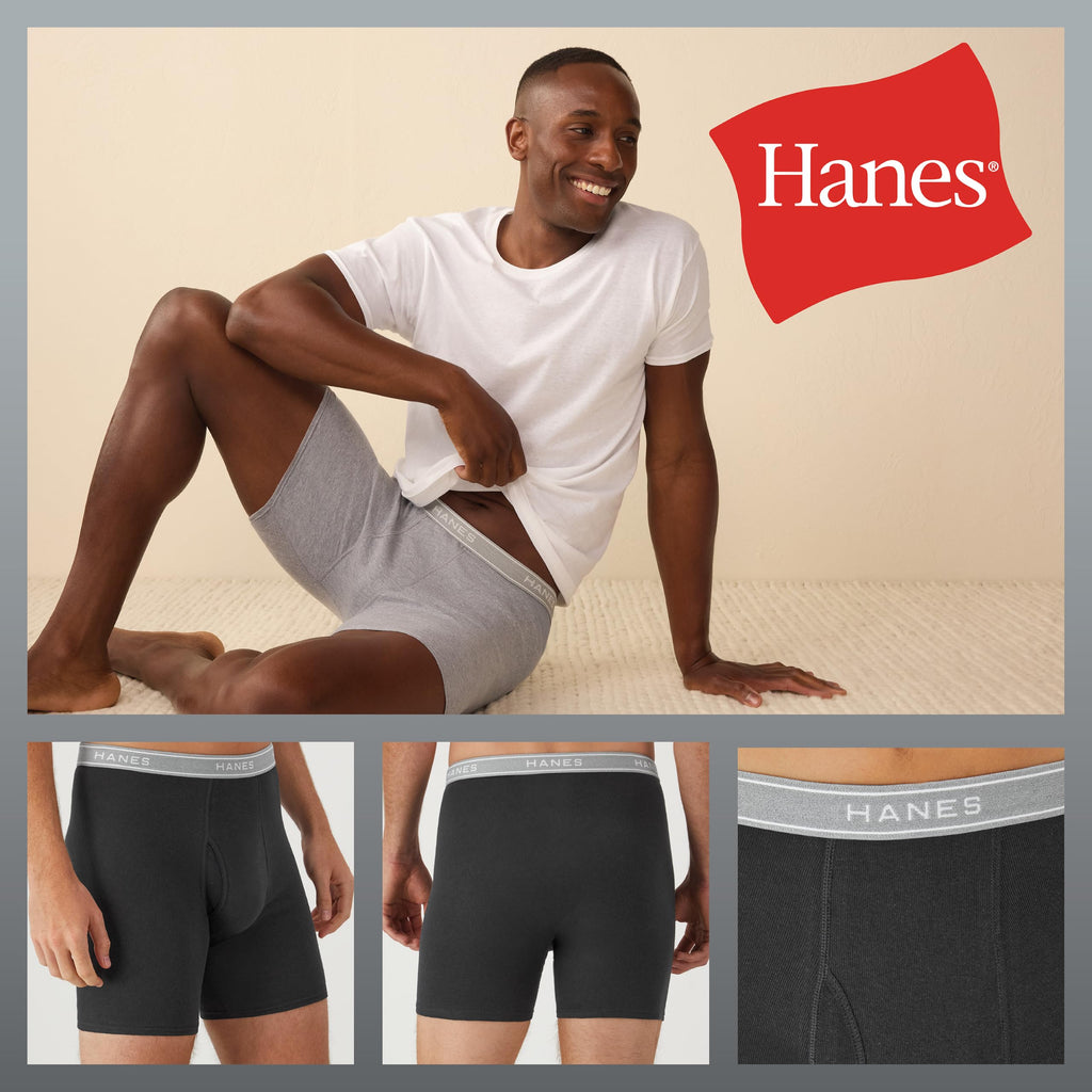 Hanes mens Underwear Boxer Briefs Pack, Cool & Breathable Cotton Moisture-wicking Underwear for Men, No Ride Up Jansha Store