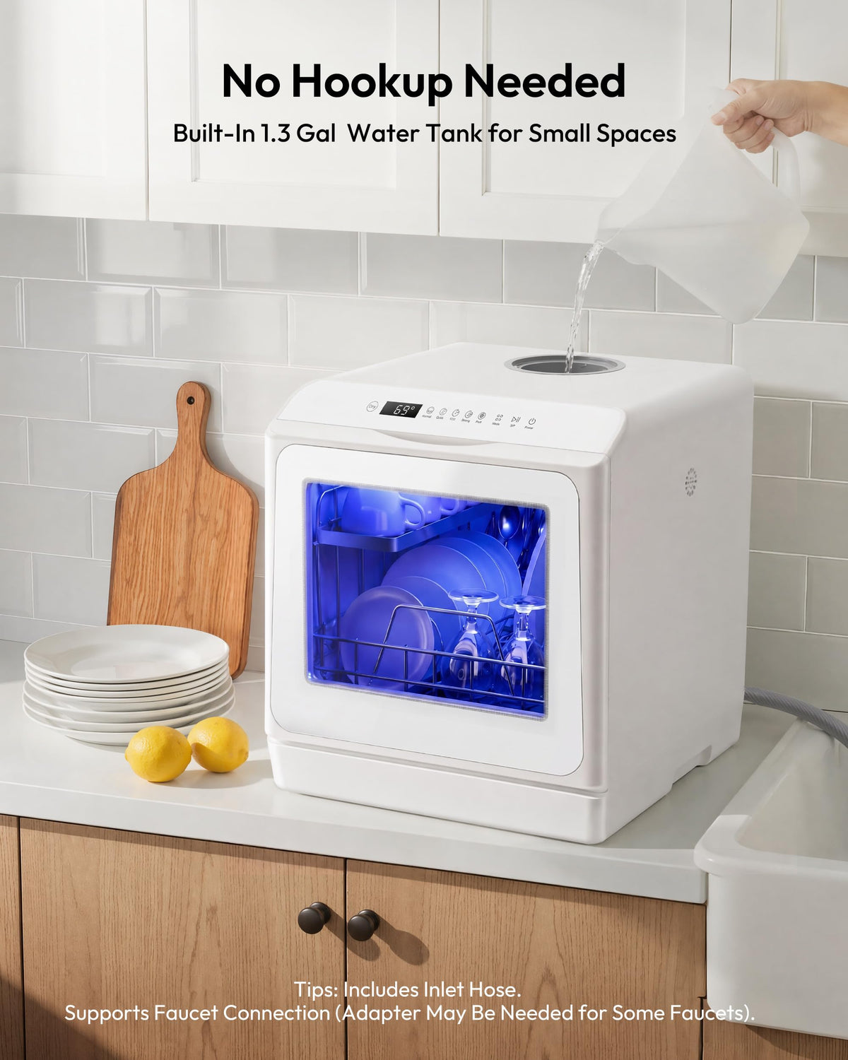 EUHOMY Countertop Dishwasher Portable, 6 Programs with 40 dB, No Hookup Jansha Store