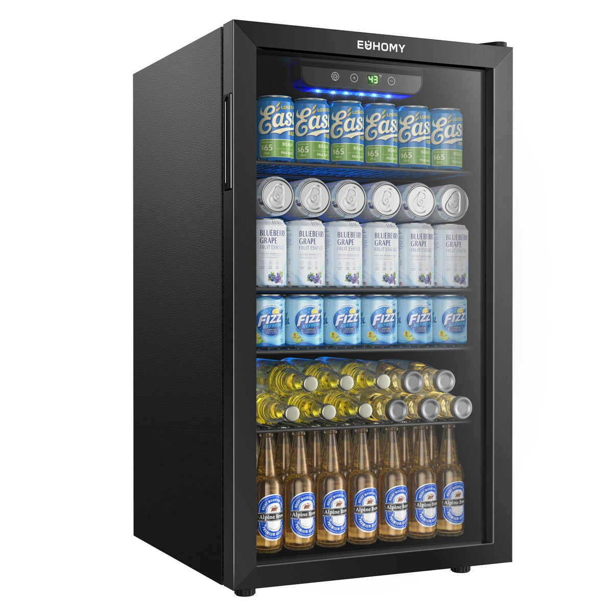 EUHOMY 145 Can Mini Fridge, 4.5 Cu.ft Beverage Refrigerator with Glass Door Jansha Store