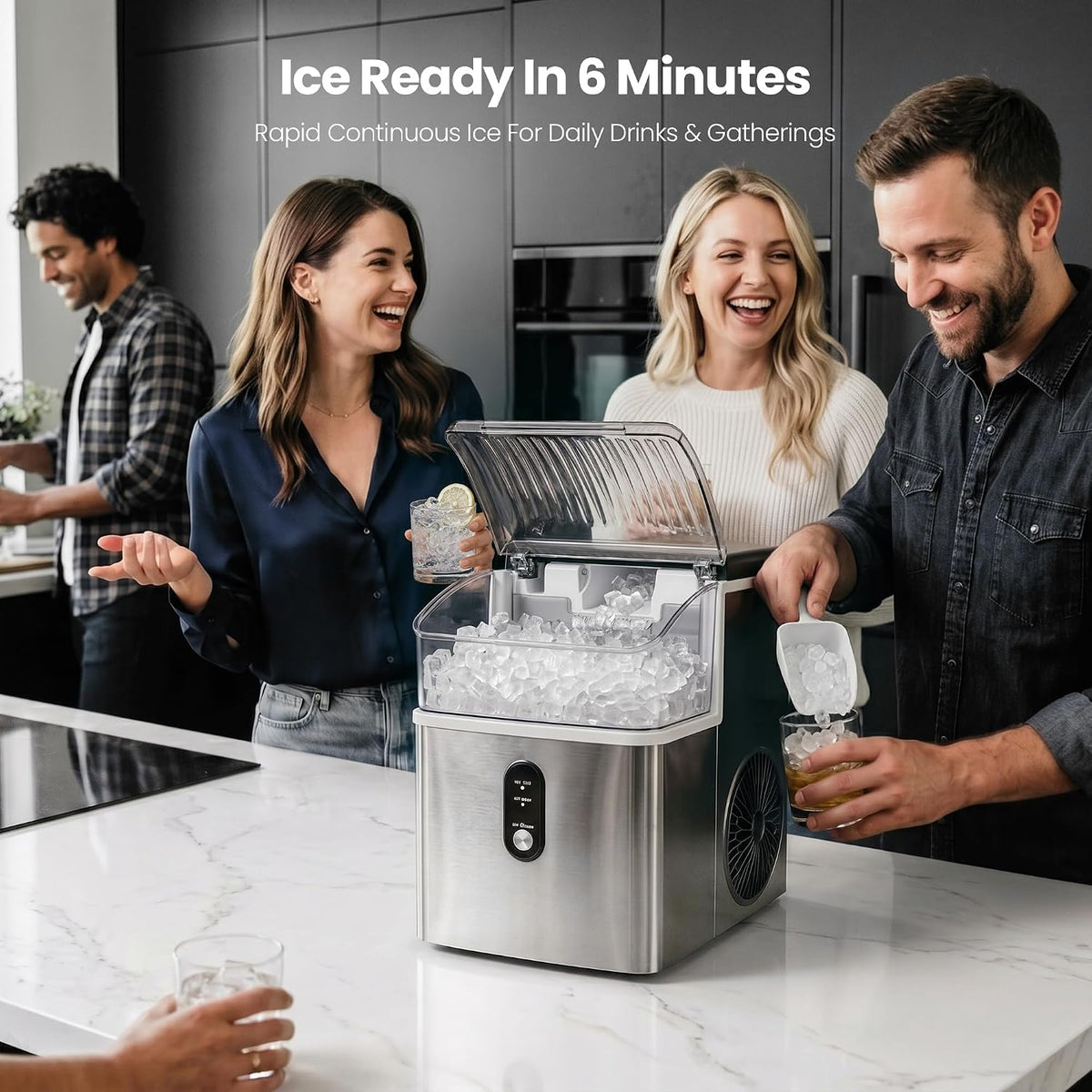 Crzoe Nugget Ice Maker Countertop, 35lbs/Day, Portable Pebble Ice Machine Jansha Store
