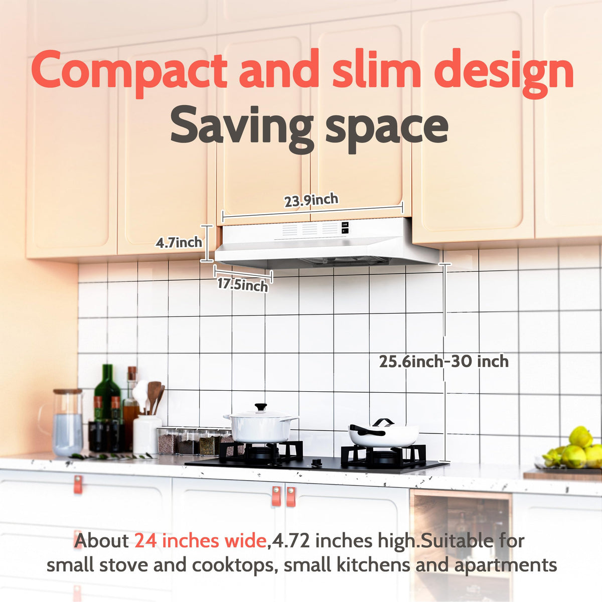 FIREGAS Range Hood 30 inch Under Cabinet, White Range Hood, Kitchen Hood Jansha Store