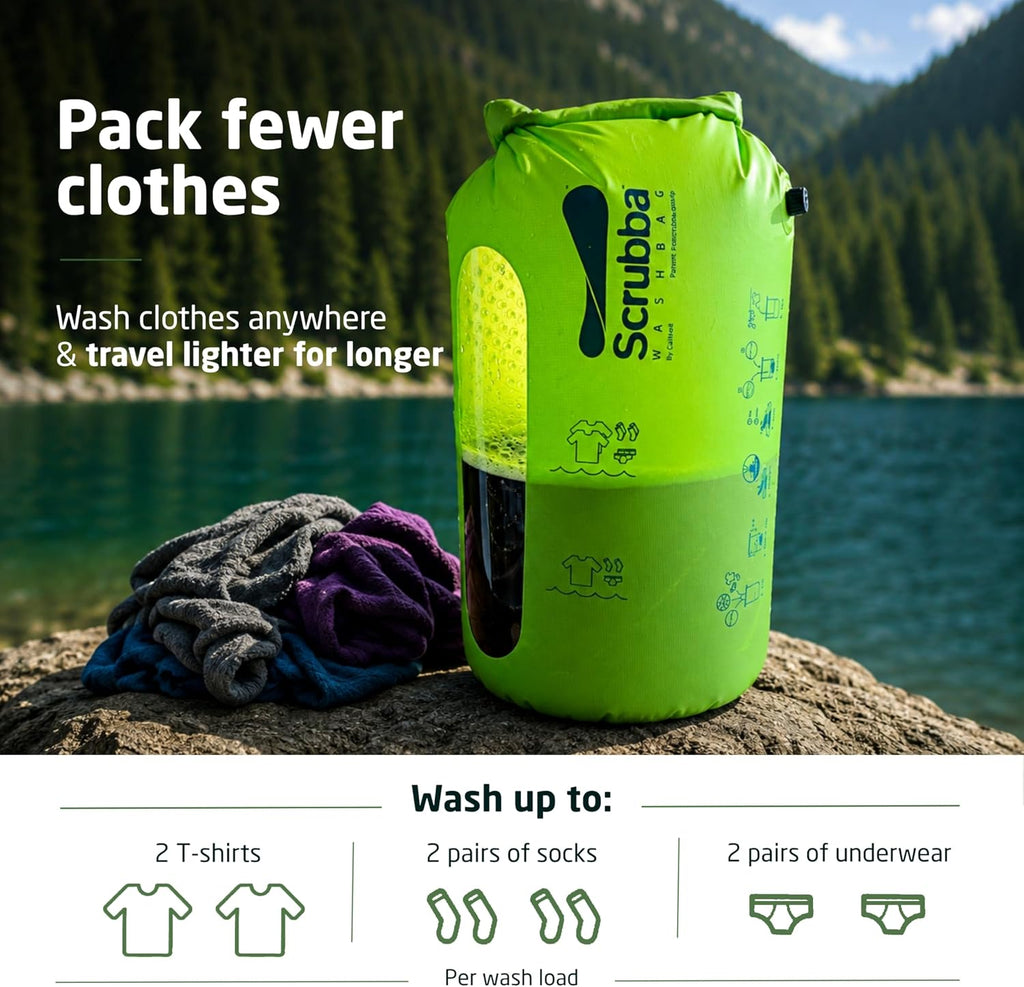 Scrubba Wash Bag Patented Washboard-in-a-Bag™ 5 oz Travel Clothes Washer Jansha Store