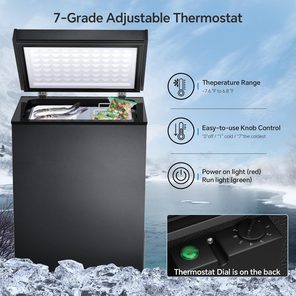 Kismile 1.8 Cu.Ft Mini Chest Freezer, Compact Deep Freezer for Home, Black Jansha Store