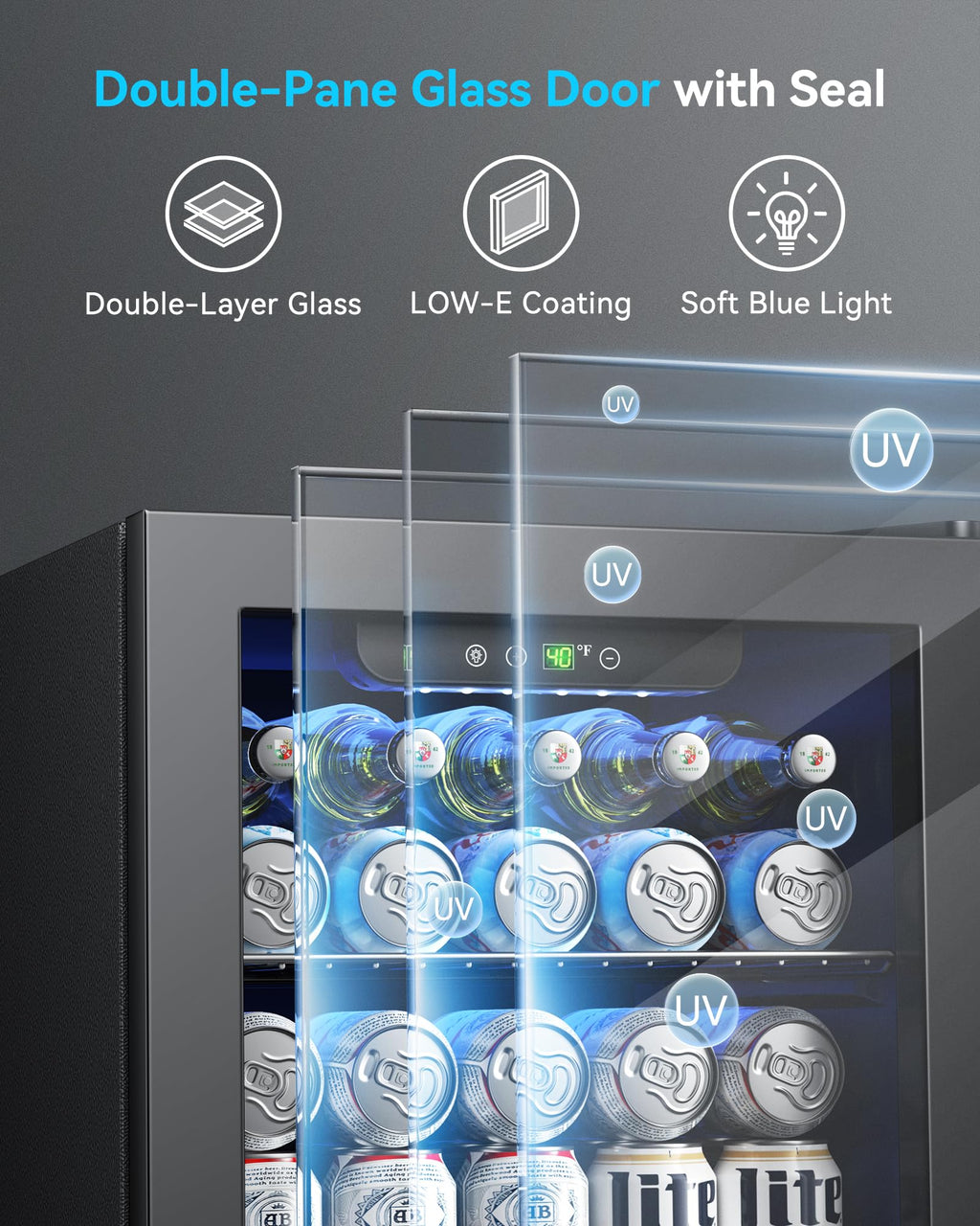 Feelfunn 24 Can Beverage Refrigerator, Mini Fridge, Black Jansha Store