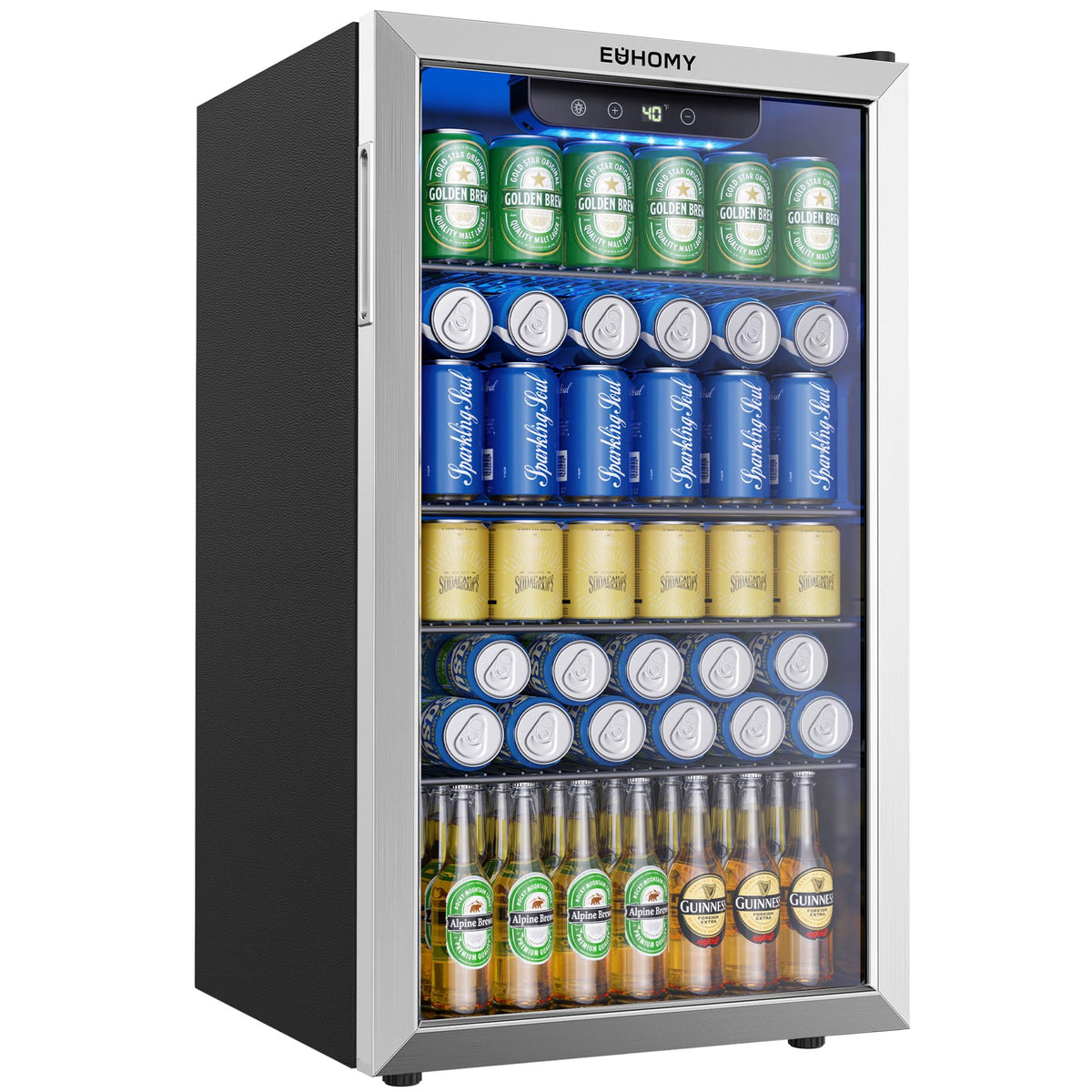 EUHOMY 145 Can Mini Fridge, 4.5 Cu.ft Beverage Refrigerator with Glass Door Jansha Store