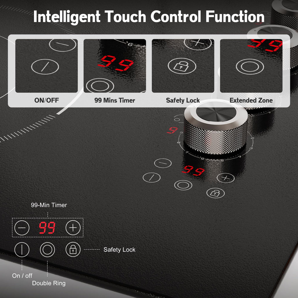 2 Burner Electric Cooktop 110V, 2000W, 24" Countertop & Built-in Jansha Store