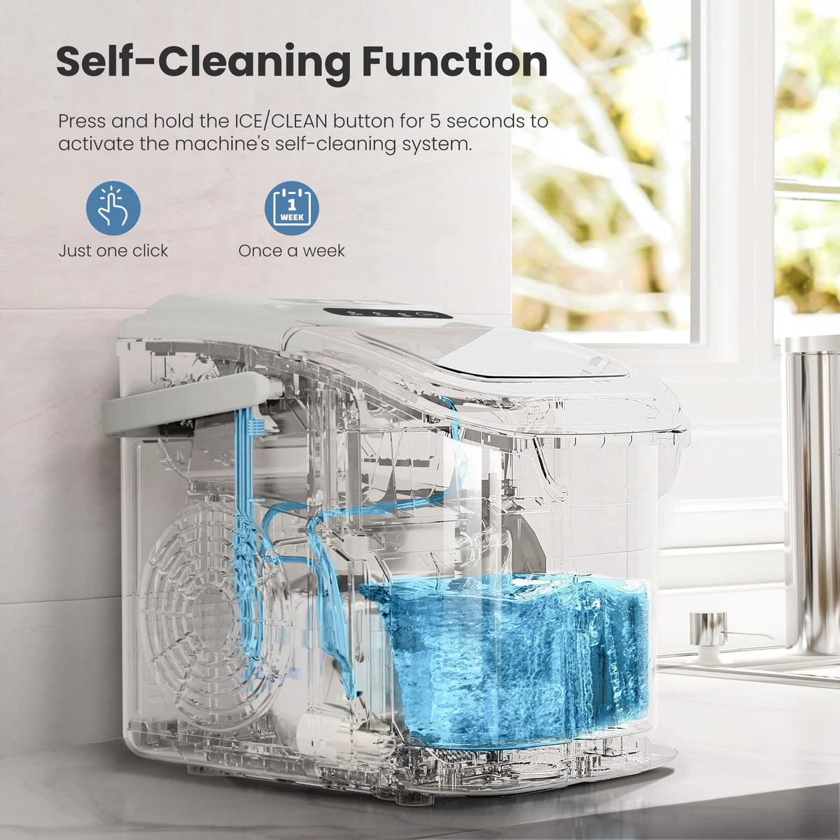 Crzoe Countertop Ice Maker, 26Lbs/24H,2 Sizes of Ice, Self-Cleaning,Black Jansha Store