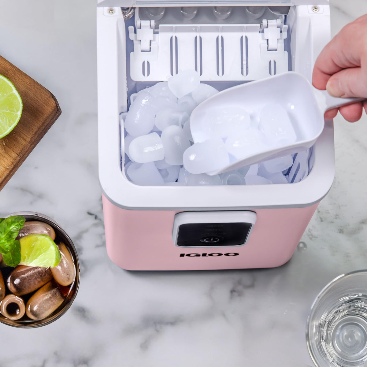 Igloo Portable Ice Maker with Scoop - Ice Maker with LED Control Panel & 1.5 Quart Water Tank - Stainless Ice Cube Maker Produces 26 Lbs. of Ice in 24 Hours with 9 Large or Small Cubes in 7 Minutes Jansha Store