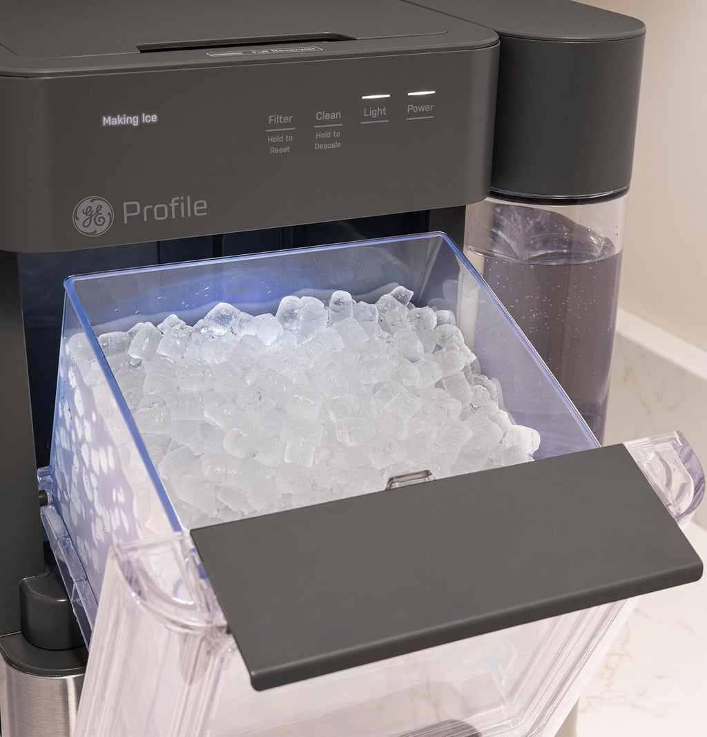 GE Profile Opal MINI PRO Nugget Ice Maker w/Side Tank, Portable Countertop Pebble Ice Machine, 36 lbs/Day, Top Fill, 6 Pack Descaler & Scoop, Stainless Steel Jansha Store