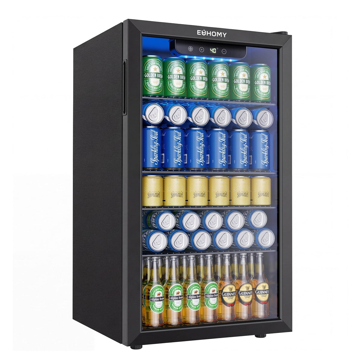 EUHOMY 145 Can Mini Fridge, 4.5 Cu.ft Beverage Refrigerator with Glass Door Jansha Store