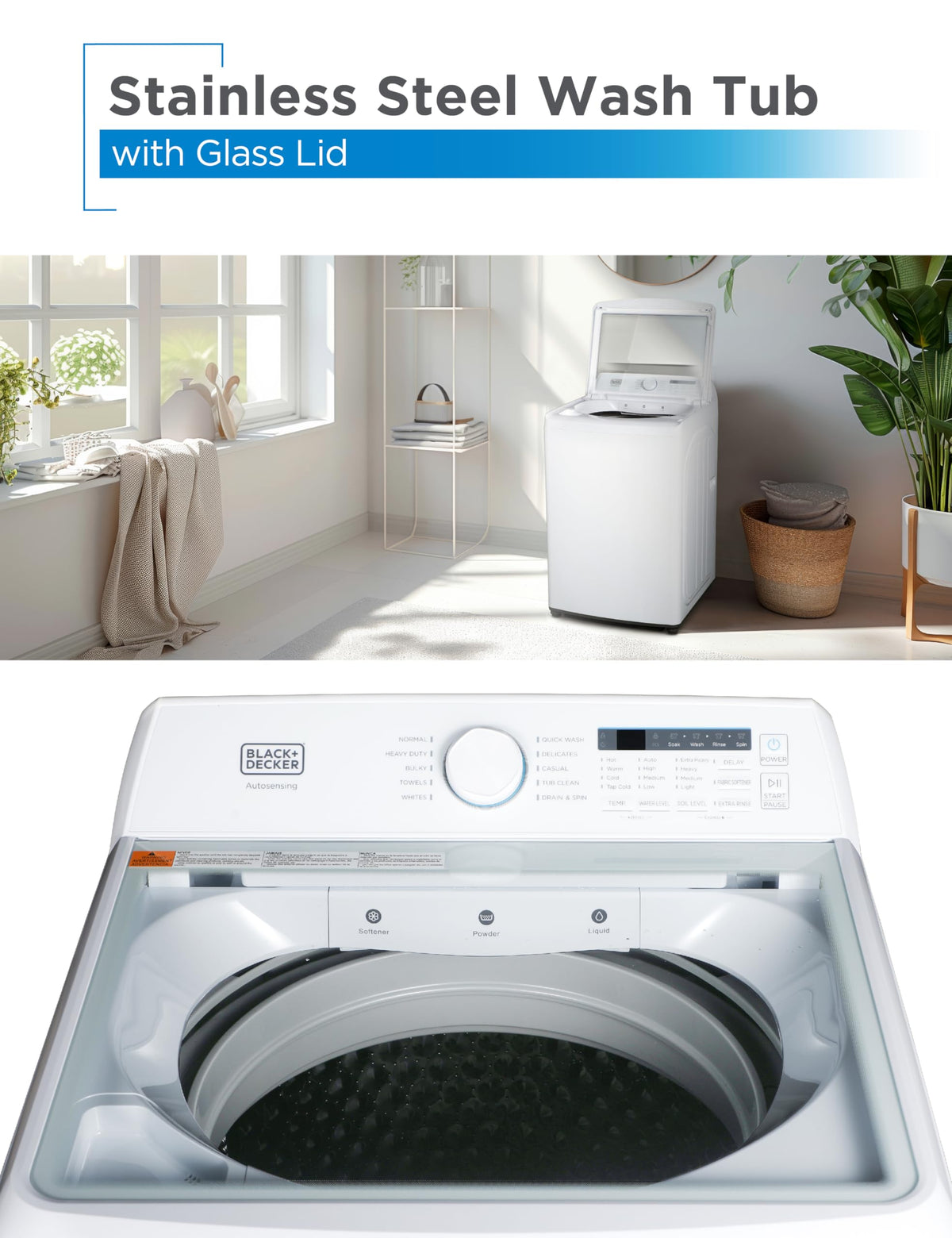 BLACK+DECKER 1.7 Cu. Ft. Portable Washer, 11 lb. Capacity, BPWM16W, White Jansha Store