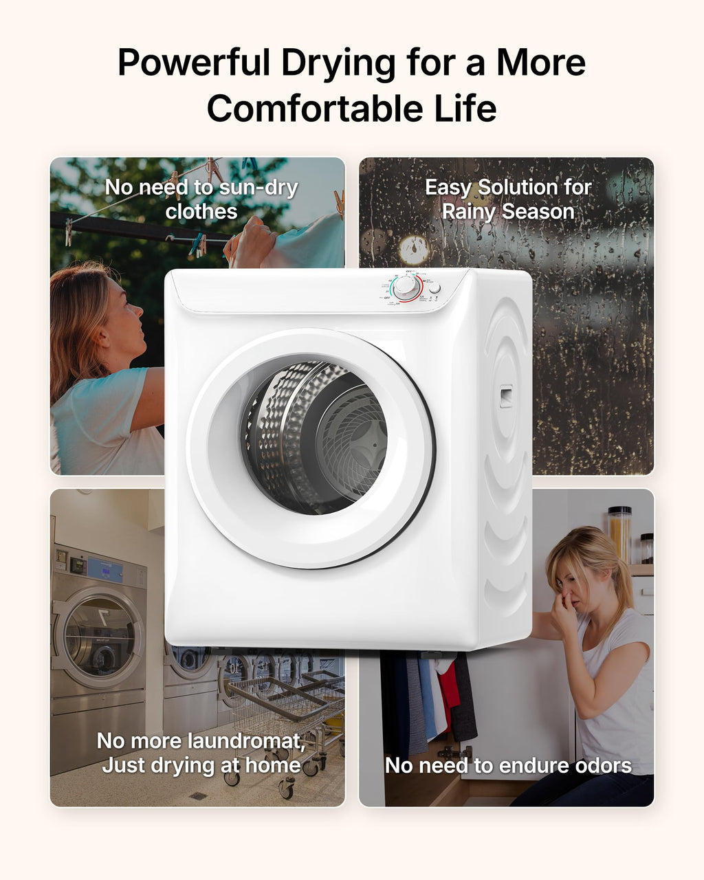 3.5 Cu. Ft. Protable Clothes Dryers with LED Control Jansha Store