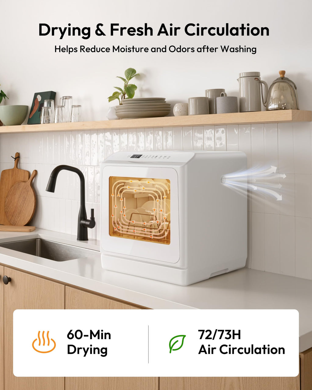 EUHOMY Countertop Dishwasher Portable, 6 Programs with 40 dB, No Hookup Jansha Store