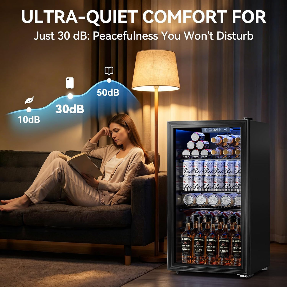 3.2 Cuft Beverage Fridge, 130 Can Mini Fridge With Glass Door, Black Jansha Store