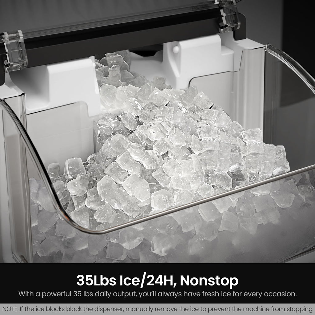 Kismile Nugget Ice Maker Countertop, 35 lbs/Day, Stainless Steel Jansha Store