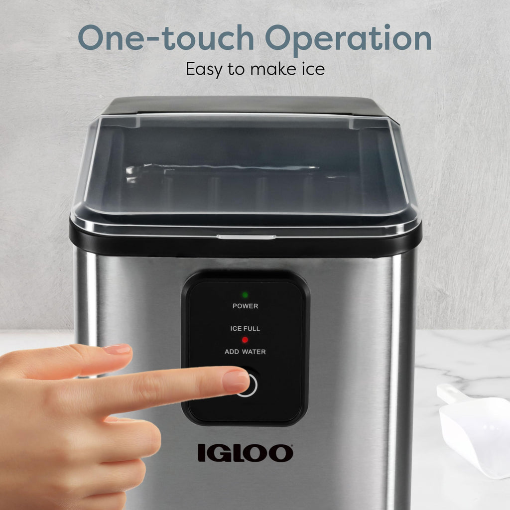 Igloo Portable Ice Maker with Scoop - Ice Maker with LED Control Panel & 1.5 Quart Water Tank - Stainless Ice Cube Maker Produces 26 Lbs. of Ice in 24 Hours with 9 Large or Small Cubes in 7 Minutes Jansha Store