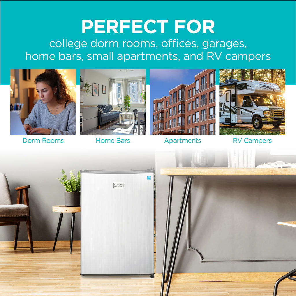 BLACK+DECKER 2.5 Cu. Ft. Compact Refrigerator, Energy Star, BCRK25B, Black Jansha Store