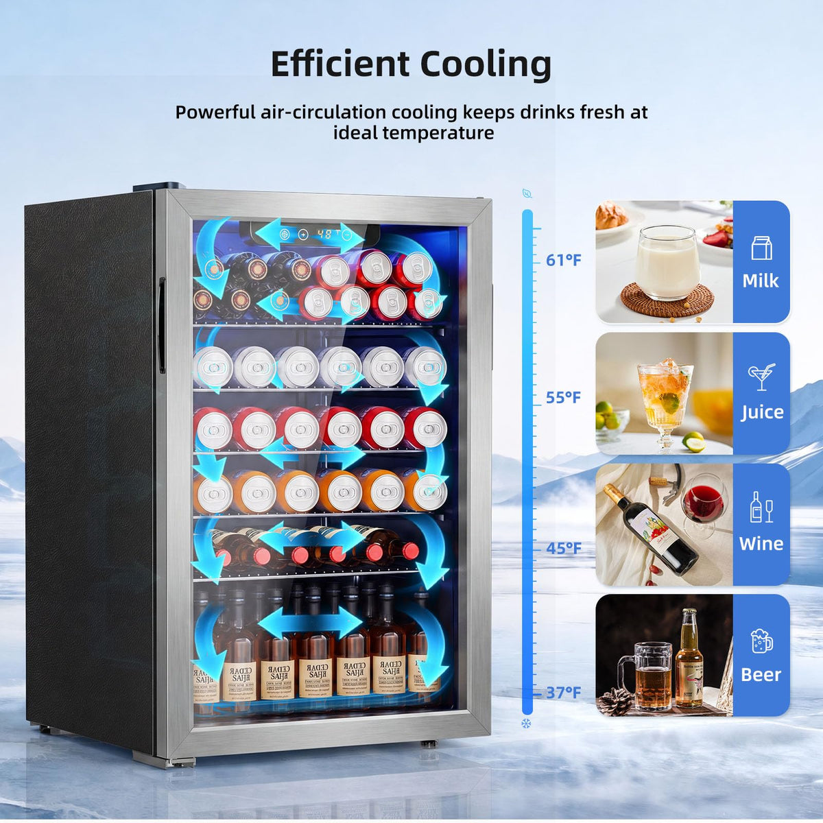 Antarctic Star Beverage Refrigerator Cooler 68 Can, Mini Fridge with Glass Door for Beer Drinks Wine,Freestanding Small Fridge with Electronic Temperature Control for Home and Bar,1.7 cu.ft Jansha Store