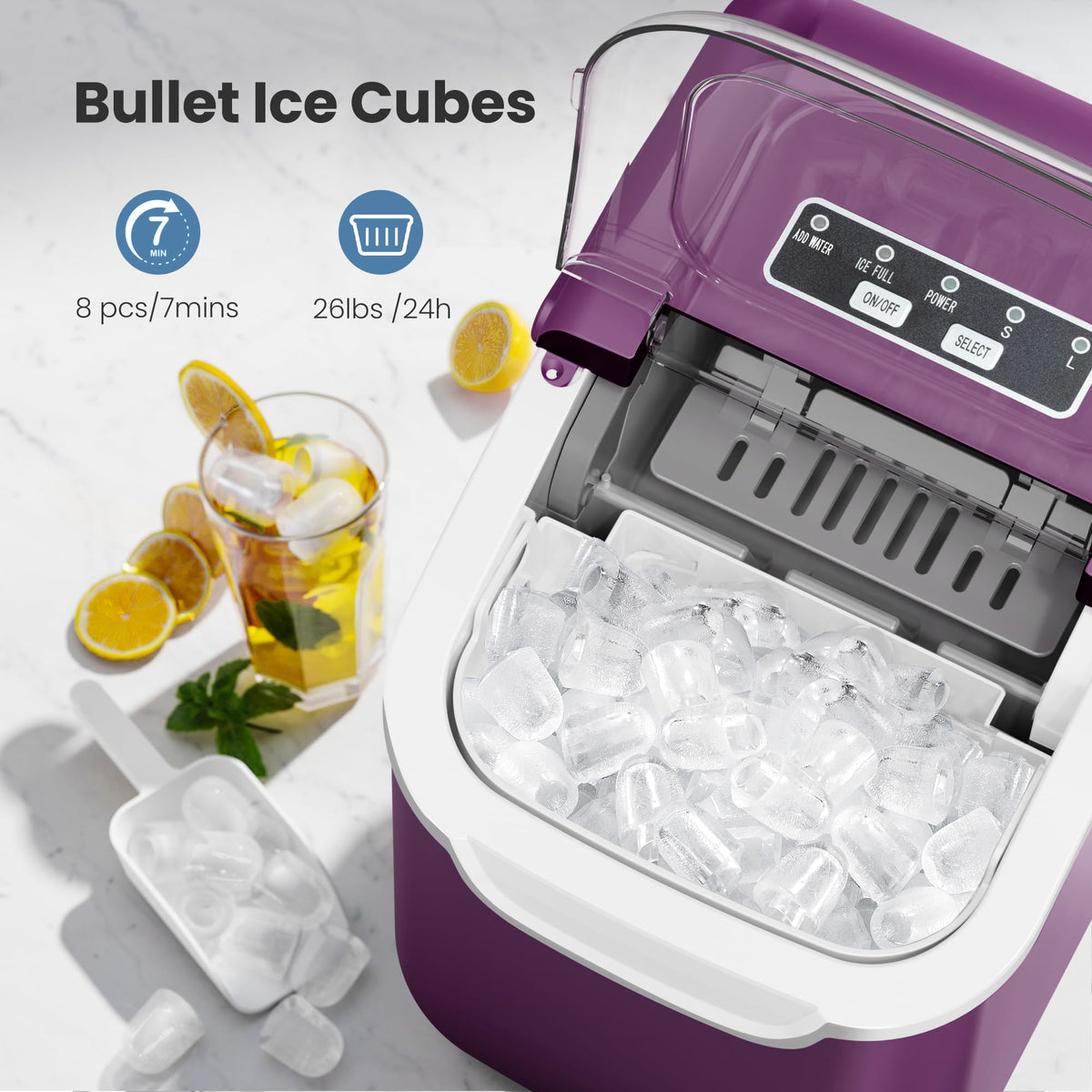 Crzoe Countertop Ice Maker, 26Lbs/24H,2 Sizes of Ice, Self-Cleaning,Black Jansha Store