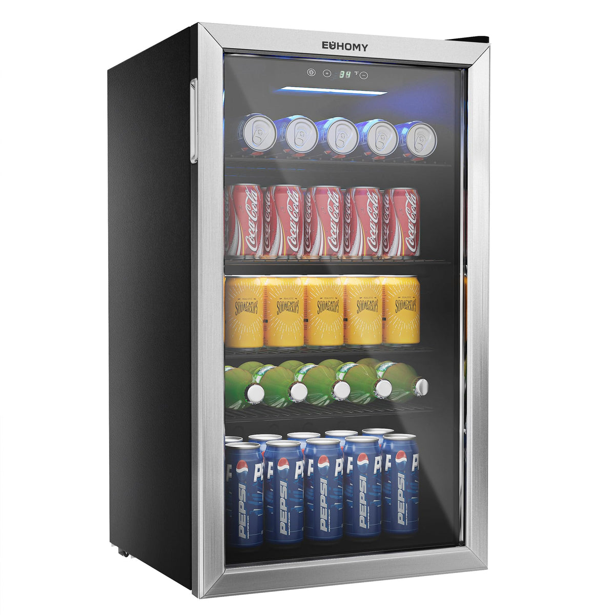 EUHOMY 145 Can Mini Fridge, 4.5 Cu.ft Beverage Refrigerator with Glass Door Jansha Store