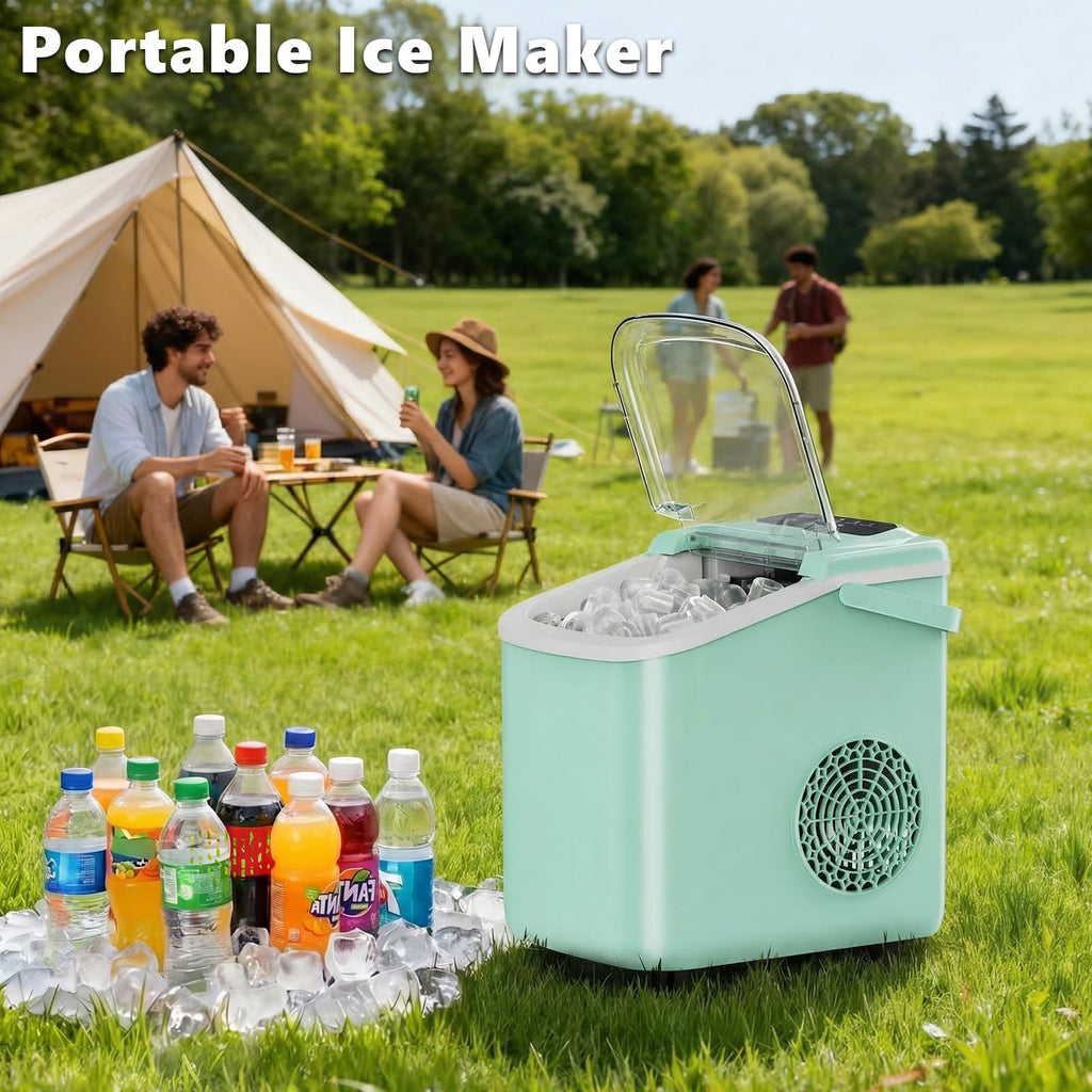 Sweetcrispy Countertop Ice Maker with Scoop, Basket and Handle, Portable Ice Machine 9 Cubes Ready in 6 Mins, 26.5lbs in 24Hrs, 2 Sizes for Home Kitchen Office Bar Party Jansha Store